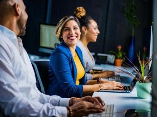 Business people enjoying work